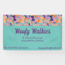 ティール（緑がかった色）ドッグ骨デザインビジネスバナー 横断幕