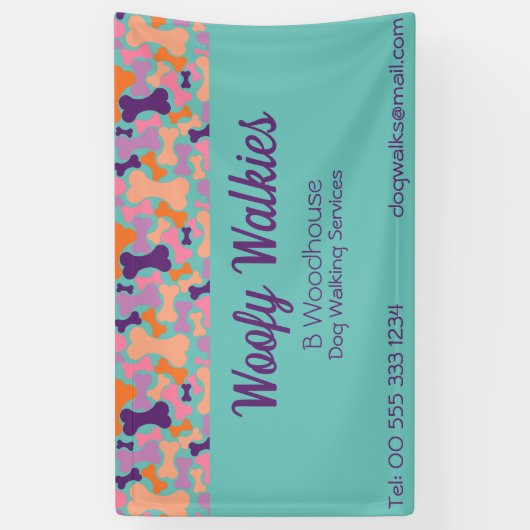 ティール（緑がかった色）ドッグ骨デザインビジネスバナー 横断幕 (縦)