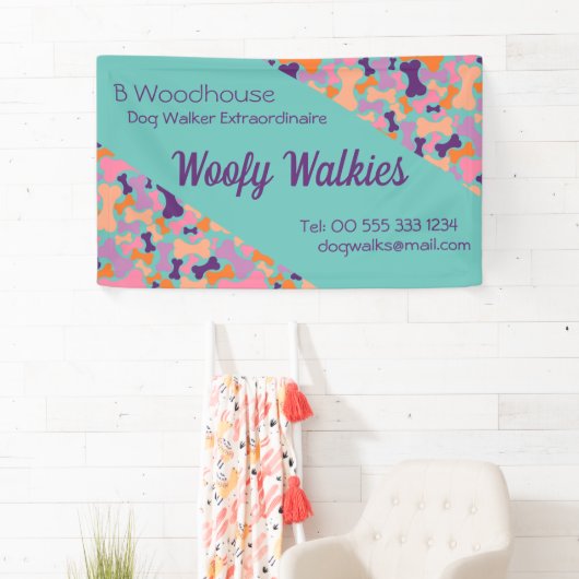 ティール（緑がかった色）ドッグ骨デザインビジネスバナー 横断幕 (インサイチュ)