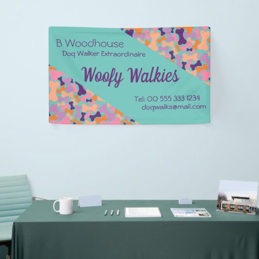 ティール（緑がかった色）ドッグ骨デザインビジネスバナー 横断幕 (トレードショー)