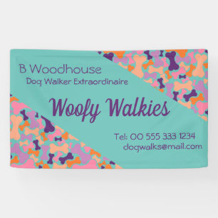 ティール（緑がかった色）ドッグ骨デザインビジネスバナー 横断幕