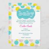 ティール(緑がかった色)ドティベ男女兼用ビーシャワー招待状 招待状 (正面/裏面)