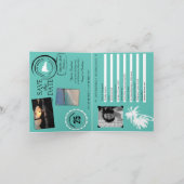 ティール(緑がかった色)ドミニカ共和国誕生日パスポート 招待状 (内部)