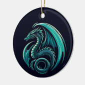 ティール（緑がかった色）ドラゴンも セラミックオーナメント (左)