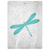 ティール(緑がかった色)ドラゴンフライパーソナライズされたクリップボード クリップボード (裏面)