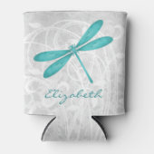 ティール(緑がかった色)ドラゴンフライパーソナライズされたクーラーボックス 缶クーラー (正面)