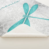 ティール(緑がかった色)ドラゴンフライパーソナライズされたシェルパブランケット シェルパブランケット (3/4)