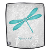 ティール(緑がかった色)ドラゴンフライパーソナライズされたリュック バックパック (取り外し可フェース)