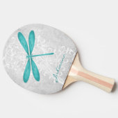 ティール(緑がかった色)ドラゴンフライパーソナライズされた卓球ラケット 卓球ラケット (横)