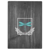 ティール（緑がかった色）ドラゴンフライ素朴クリップボード クリップボード (裏面)