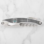 ティール(緑がかった色)ドラゴンフライ素朴コルク ソムリエナイフ (正面)