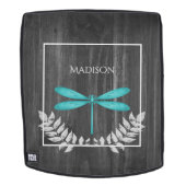 ティール（緑がかった色）ドラゴンフライ素朴パーソナライズされたリュック バックパック (取り外し可フェース)