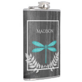 ティール(緑がかった色)ドラゴンフライ素朴フラスコ フラスク (右)