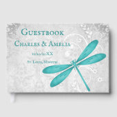 ティール(緑がかった色)ドラゴン結婚フライのゲストブック ゲストブック (正面)