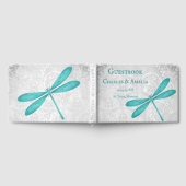 ティール(緑がかった色)ドラゴン結婚フライのゲストブック ゲストブック (全面)