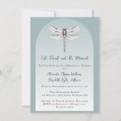 ティール(緑がかった色)ドラゴン結婚フライのリハーサルディナー 招待状 (正面)