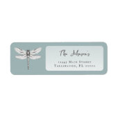 ティール(緑がかった色)ドラゴン結婚フライの住所 ラベル (正面)