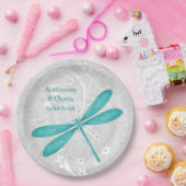 ティール（緑がかった色）ドラゴン結婚フライ紙プレート ペーパープレート (パーティー)