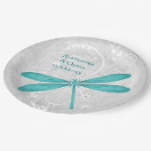 ティール（緑がかった色）ドラゴン結婚フライ紙プレート ペーパープレート (アングル)