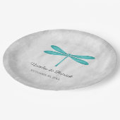 ティール(緑がかった色)ドラゴン結婚フライ紙プレート ペーパープレート (アングル)