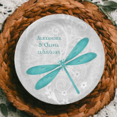 ティール(緑がかった色)ドラゴン結婚フライ紙プレート ペーパープレート