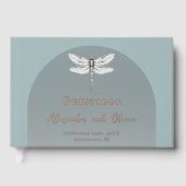 ティール(緑がかった色)ドラゴン結婚フライ ゲストブック (正面)