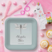 ティール（緑がかった色）ドラゴン結婚フライ ペーパープレート (パーティー)