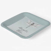 ティール（緑がかった色）ドラゴン結婚フライ ペーパープレート (傾斜あり)