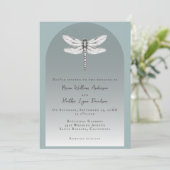 ティール（緑がかった色）ドラゴン結婚フライ 招待状 (スタンド正面)