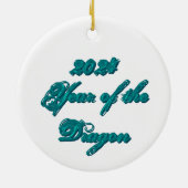 ティール（緑がかった色）ドラゴン セラミックオーナメント (裏面)