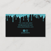 ティール（緑がかった色）ドリップスグリッターリップス化粧アーティスト美しいサロン 名刺 (裏面)