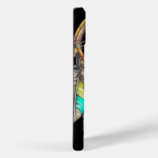 ティール（緑がかった色）ドリームキャッチャー神秘的なボホフェザーとビーズ Case-Mate iPhoneケース (裏面 / 右)