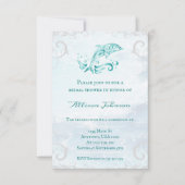 ティール(緑がかった色)ドルフィンブライダルシャワー招待状 招待状 (正面)