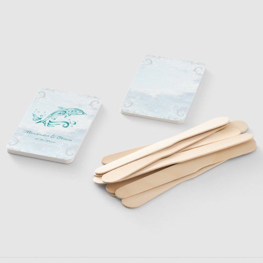 ティール（緑がかった色）ドルフィン結婚式の引き出物ハンドファン ハンドファン (組立なし)