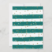 ティール(緑がかった色)ドレスダークスキンプリンセススウィート16 招待状 (裏面)