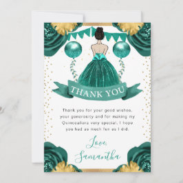 ティール（緑がかった色）ドレスブルネットヘアプリンセスキンセアニェラ サンキューカード