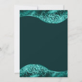 ティール(緑がかった色)ドレス&金ゴールドグリッターバルーンスイート16 招待状 (裏面)