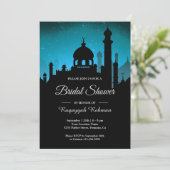 ティール(緑がかった色)ナイトスカイアラビアンナイトブライダルシャワー 招待状 (スタンド正面)