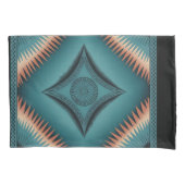 ティール(緑がかった色)ナバジョピーチ日が差すこと 枕カバー (正面)