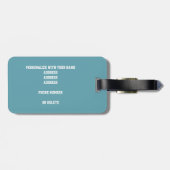 ティール（緑がかった色）ネイビーガールズボーイズバレーボールチームカラー ラゲッジタグ (裏面横)