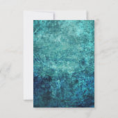ティール（緑がかった色）ネイビーグランジブルーウォーターカラーウェディングレセプション 招待状 (裏面)