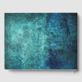 ティール（緑がかった色）ネイビーグランジブルーウォーター結婚カラーズゲストブック ゲストブック (裏面)