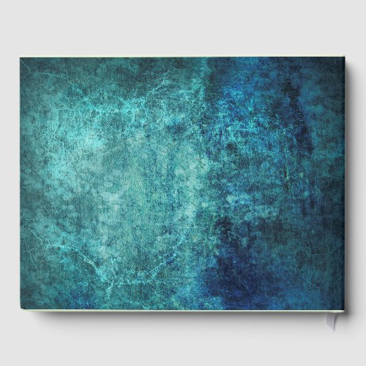 ティール（緑がかった色）ネイビーグランジブルーウォーター結婚カラーズゲストブック ゲストブック (裏面)