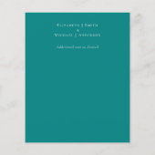 ティール（緑がかった色）ネイビーフローラ予算結婚文房具 (裏面)