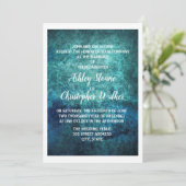 ティール(緑がかった色)ネイビーブルーウォーターカラー結婚式招待状 招待状 (スタンド正面)