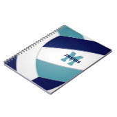 ティール（緑がかった色）ネイビーブルーチームカラーズボーイズガールバレーボール ノートブック (左側)