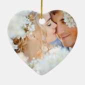 ティール（緑がかった色）ネイビーブルーピーコキスをするックス1stクリスマス セラミックオーナメント (裏面)