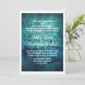 ティール（緑がかった色）ネイビーブルーホワイトウォーターカラー結婚式招待状 招待状 (スタンド正面)