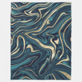 ティール（緑がかった色）ネイビーブルー金ゴールド大理石#1 フリースブランケット (正面)