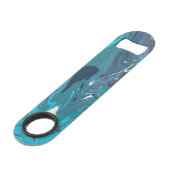 ティール（緑がかった色）ネイビーホワイトステンレス鋼ボトルオープナー スピード栓抜き (正面アングル)